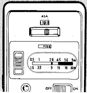 ASA 10Ω F.15Ω 0.5 1 2.8 4.5 5.6 9m 1.6 3.3 9 15 18 30m OFF ON