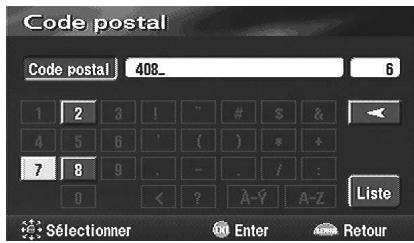 ALPINE NVD-V003-SPACE-VER-SPACE-3-00- - Recherche d'une destination à partir du code postal - 1