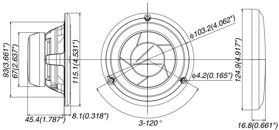 ALPINE SPX-Z18M - Midrange dimensions/Dimensions du haut-parleur medial - 1