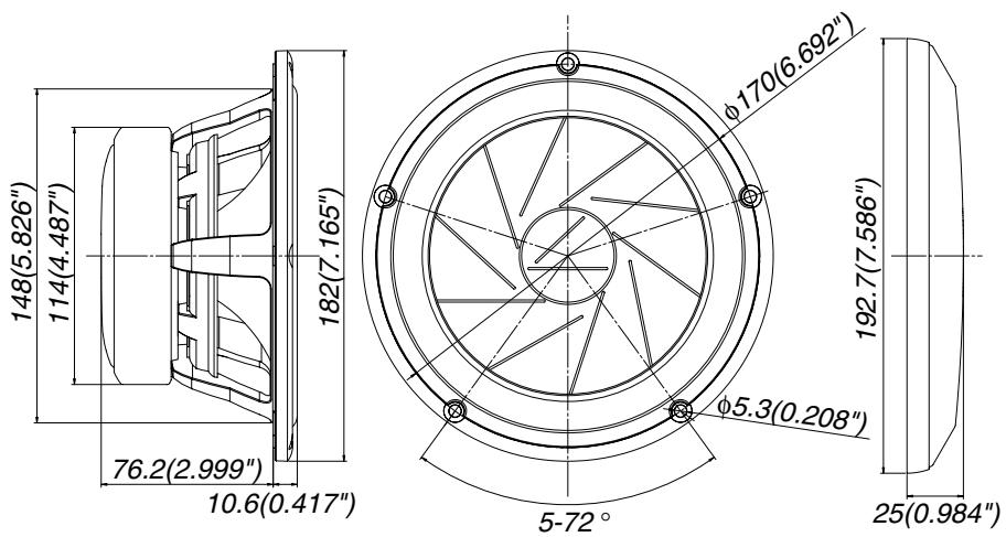 ALPINE SPX-Z18M - Woofer dimensions/Dimensions du woofer - 1