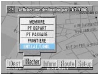 ALPINE NVE-N055-SPACE-SERIES-SPACE-CD-ROM-SPACE-SOFTWARE - Recherche d'une destination — entrée de la latitude et de la longitude — - 3