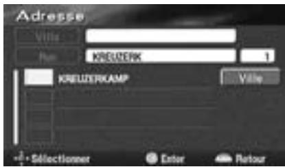 ALPINE NVE-N077P-PS SOFTWARE - La liste des noms de rues s'affiche. Sélectionnez le nom de la rue souhaïée et appuyez sur ENTER. - 1