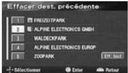 ALPINE NVE-N077P-PS SOFTWARE - Suppression des destinations antérieures - 2
