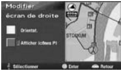 ALPINE NVE-N077P-PS SOFTWARE - Le menu "Modifier écran de droite" s'affiche. - 1
