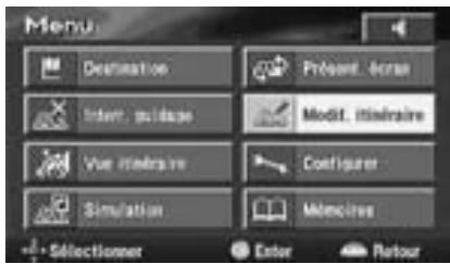ALPINE NVE-N077P-PS SOFTWARE - Selectionnez "Modif. itinétaire" dans le menu principal avec la touche multidirectionnelle, puis appuyez sur ENTER. - 1