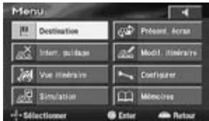 ALPINE NVE-N077P-PS SOFTWARE - Appuyez sur la touche MENU afin d'afficher le menu principal. - 1