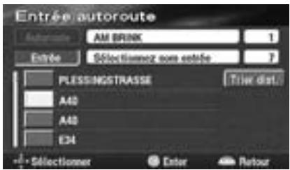 ALPINE NVE-N077P-PS SOFTWARE - Recherche à partir d'une entrée ou d'une sortie d'autoroute - 7