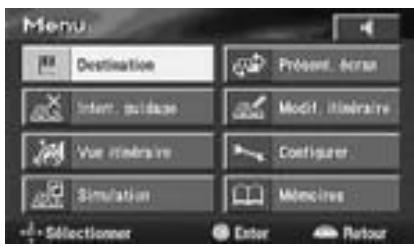 ALPINE NVE-N077P-PS SOFTWARE - Appuyez sur la touche MENU afin d'afficher le menu principal. - 1