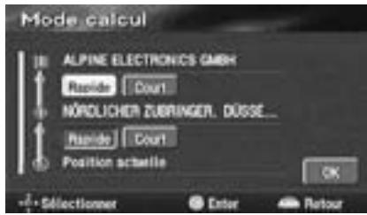 ALPINE NVE-N077P-PS SOFTWARE - Modification des critères de recherche d'itinéraire - 1