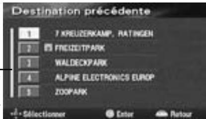 ALPINE NVE-N077P-PS SOFTWARE - Recherche à partir de destinations précédentes - 1