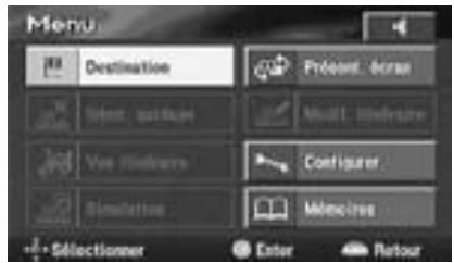 ALPINE NVE-N077P-PS SOFTWARE - Sélectionnez (surbrillance) "Destination" dans le menu principal en inclinant la touche multidirectionnelle de la télécommande, puis appuyez sur la touche ENTER au centre de la touche multidirectionnelle. - 1