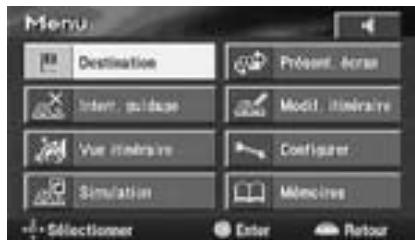 ALPINE NVE-N077P-PS SOFTWARE - Appuyez sur la touche MENU afin d'afficher le menu principal. - 1