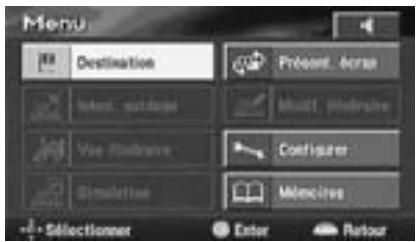 ALPINE NVE-N077P-PS SOFTWARE - Appuyez sur la touche MENU de la télécommande afin d'afficher le menu principal. - 1