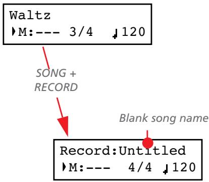 KORG C520 - Accedere al modo Record con un brano nuovo e ancora vuoto - 1