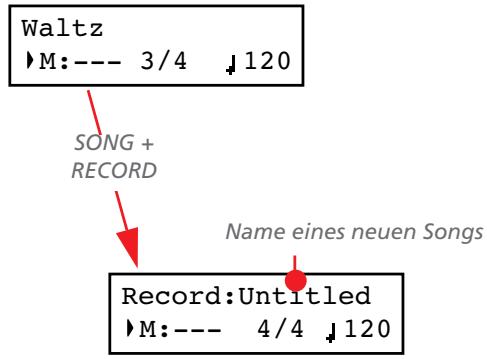 KORG C520 - Aufrufen des Record-Modus' und Anlagen eines neuen Songs - 1