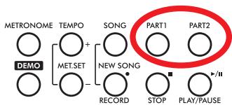 KORG C520 - Attivare/disattivare le parti del brano - 1