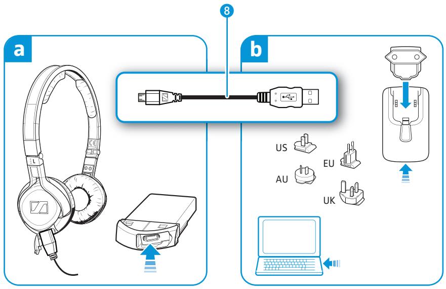 SENNHEISER PX 210 BT - Possibilities de charge du pack batterie - 1