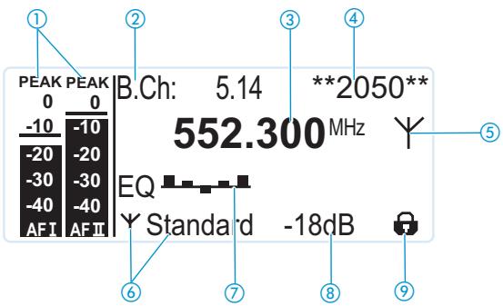 SENNHEISER SR 2000 IEM - Vue d'ensemble des affichages - 1