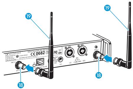 SENNHEISER SR 2000 IEM - Raccorder l'antenne bâton à l'arrière de l'émetteur - 1