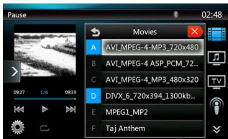 CLARION NX403EV - iPod Video List mode screen - 1