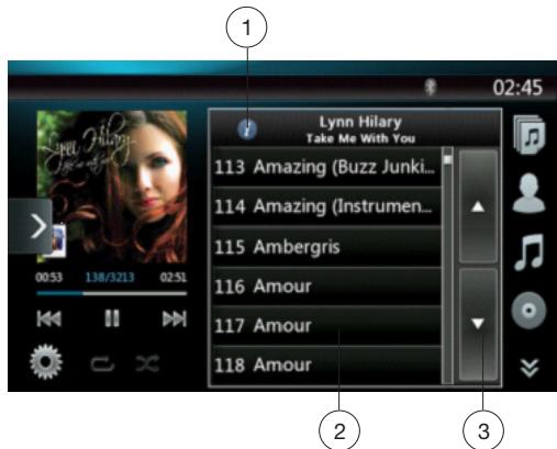 CLARION NX403EV - iPod audio playlist mode screen - 1