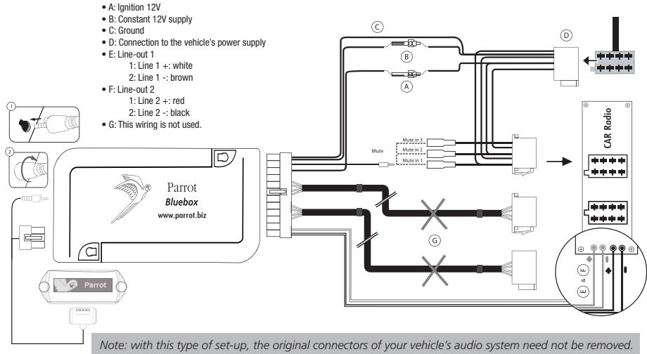 PARROT MUSICKIT MK6100 - CAR STEREO WITH LINE-IN JACKS (REFER TO THE FOLLOWING DIAGRAM) - 1