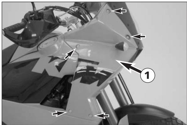 KTM 950 ADVENTURE - Vérification du niveau de liquide de refroidissement dans le vase d'expansion - 1