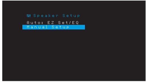HARMAN KARDON AVR 171 JBL CINEMA 610 - Étape 3 – Menu Manual Speaker Setup (Configuration manuelle des enceintes) - 1