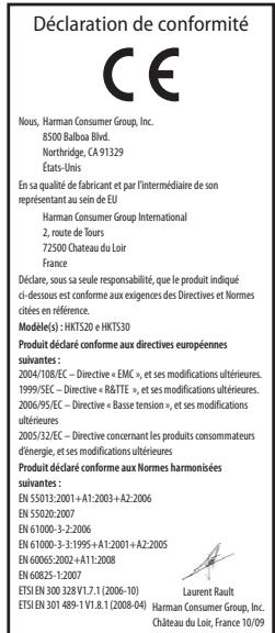 HARMAN KARDON HKTS 220, HKTS 30, HKTS 35 - Instructions pour les utilisateurs sur l'enlèvement et la mise au rebut des piles utilisées. caractéristiques des types de piles. - 3