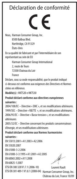HARMAN KARDON HKTS 35 - Instructions pour les utilisateurs sur l'enlèvement et la mise au rebut des piles utilisées. Caracteristiques des types de piles. - 3