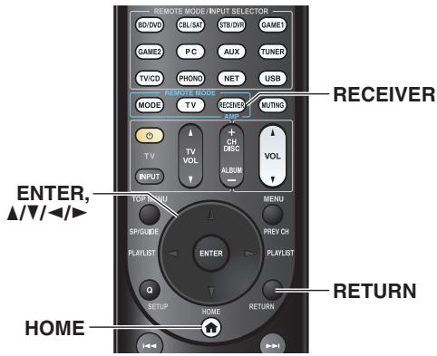 ONKYO TX-NR828 - Utilisation du menu d'installation (HOME) - 1