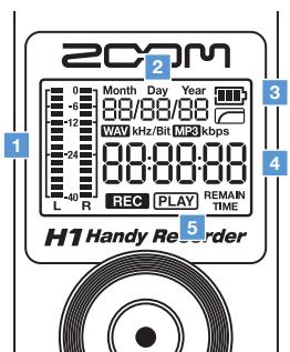 ZOOM H1 LU - - Indications à l'écran - 1