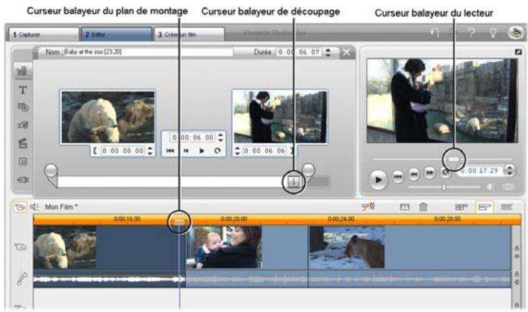 PINNACLE STUDIO 11 - Positionnement : ligne de montage, curseur balayeur - 1