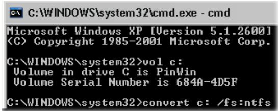PINNACLE STUDIO 11 - Pour convertir une partition FAT32 en une partition NTFS : - 1
