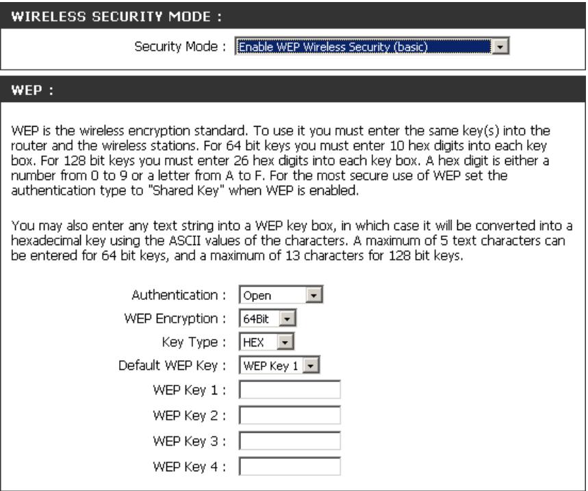 D-LINK WBR-2310 - Configuration du mode WEP - 1