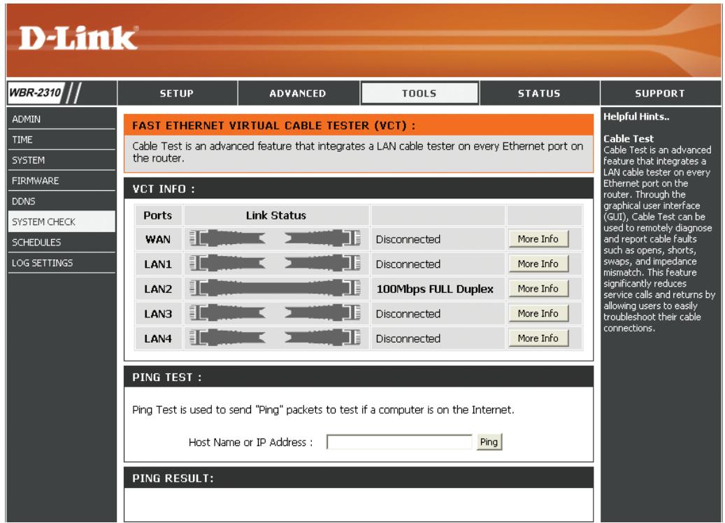 D-LINK WBR-2310 - System Test (Test du système) - 1