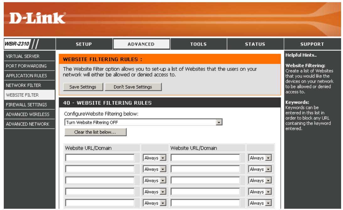 D-LINK WBR-2310 - - MAC FILTERING RULES - 1