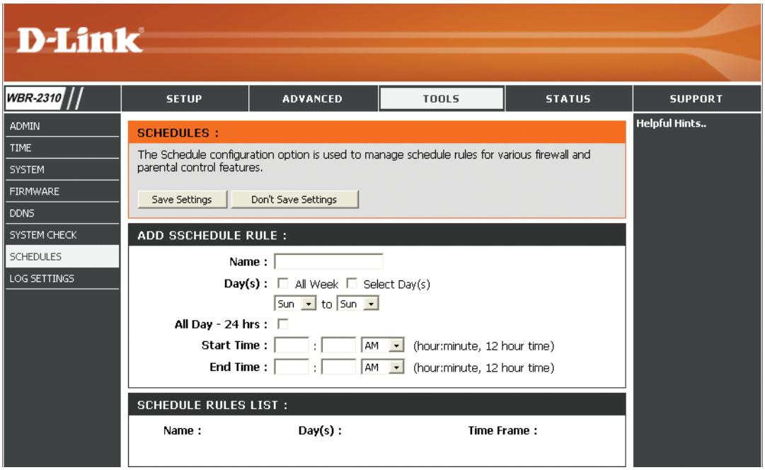 D-LINK WBR-2310 - Schedules (Calendriers) - 1