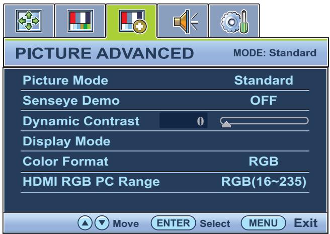 BENQ GL2450E - Menu IMAGE AVANCEE - 1