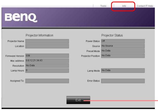 BENQ SU922, SW921 - Contrôler le projecteur à distance via un navigateur Web - 4