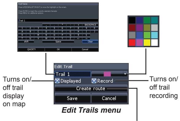 LOWRANCE ELITE 7 M - Edit and New Trail menus - 1