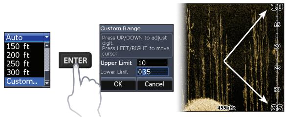 LOWRANCE ELITE 7 M - Custom Range — Upper and Lower Limits - 1