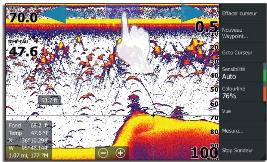 LOWRANCE HDS 9 - Affichage de l'historique du sondeur - 1