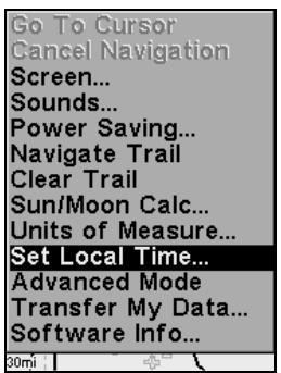 LOWRANCE IFINDER H2O - Set Local Time - 1