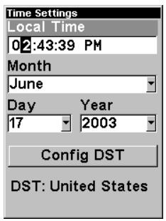 LOWRANCE IFINDER H2O - Once in the Time Settings menu: - 1