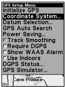 LOWRANCE IFINDER H2O - Coordinate System Selection - 1