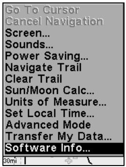 LOWRANCE IFINDER H2O - Software Version Information - 1