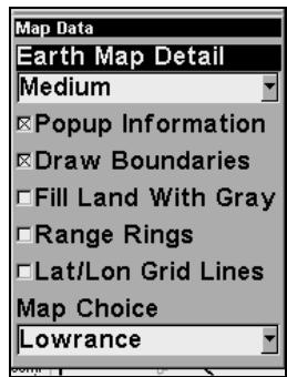 LOWRANCE IFINDER H2O - To get to Map Data: - 2