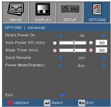 OPTOMA GT760 - OPTIONS | Advanced - 1