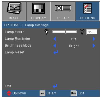 OPTOMA GT760 - OPTIONS | Lamp Settings - 1